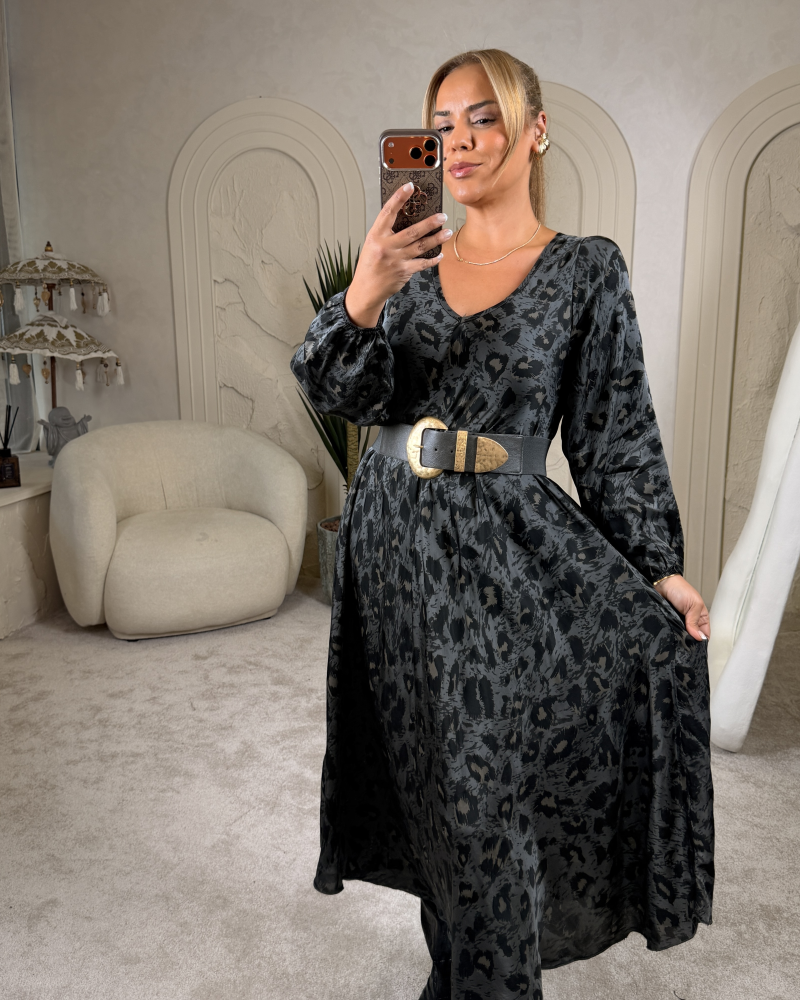 LEO İTHAL MAXİ DRESS ANTRASİT LEO İTHAL MAXİ DRESS ANTRASİT