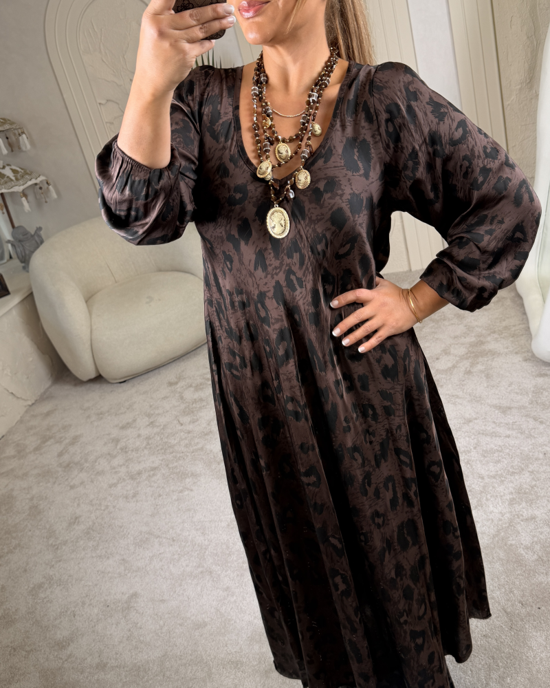 LEO İTHAL MAXİ DRESS KAHVE LEO İTHAL MAXİ DRESS KAHVE