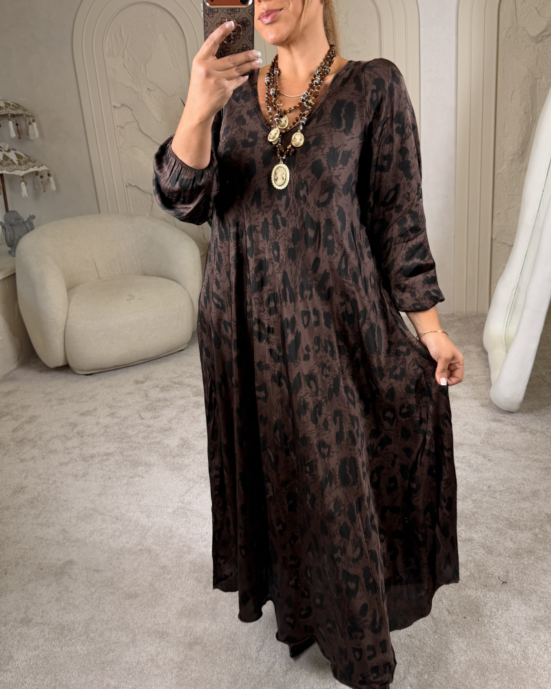 LEO İTHAL MAXİ DRESS KAHVE LEO İTHAL MAXİ DRESS KAHVE
