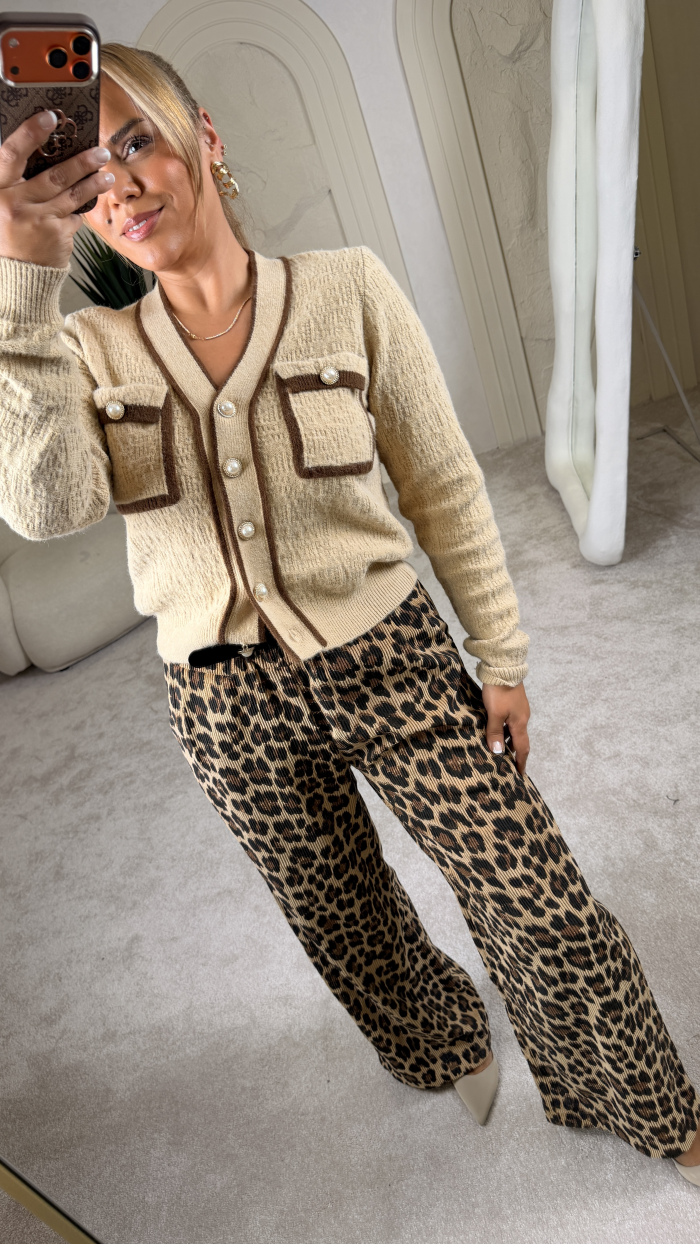 FİTİLLİ KADİFE LEOPAR İTALYAN PANTOLON