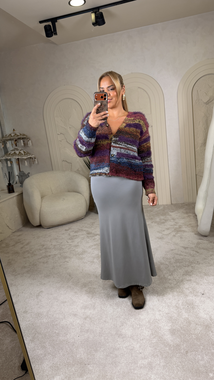 GRİ STRETCH ETEK MAXİ GRİ STRETCH ETEK MAXİ