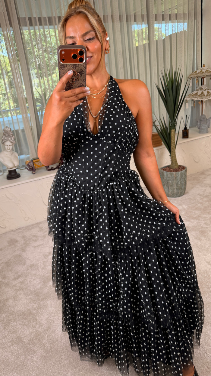 RIA PUANTİYE DRESS SİYAH