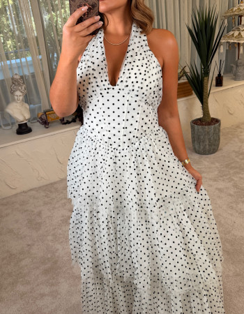 RIA PUANTİYE DRESS BEYAZ RIA PUANTİYE DRESS BEYAZ