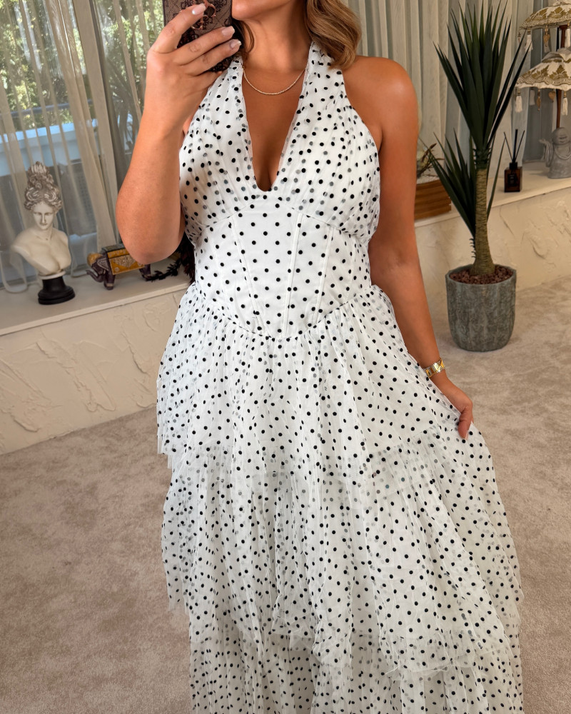 RIA PUANTİYE DRESS BEYAZ RIA PUANTİYE DRESS BEYAZ