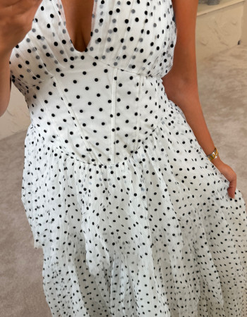 RIA PUANTİYE DRESS BEYAZ RIA PUANTİYE DRESS BEYAZ
