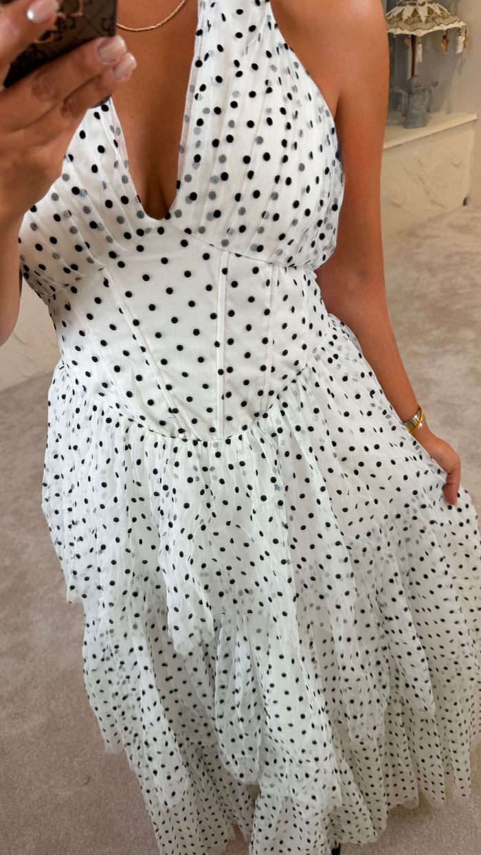 RIA PUANTİYE DRESS BEYAZ