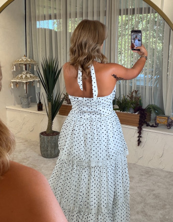 RIA PUANTİYE DRESS BEYAZ RIA PUANTİYE DRESS BEYAZ