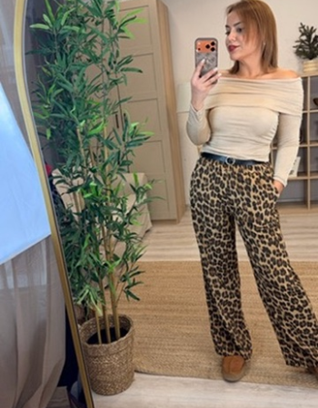 FİTİLLİ KADİFE LEOPAR İTALYAN PANTOLON