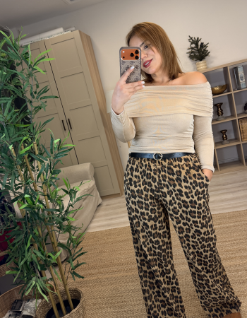 FİTİLLİ KADİFE LEOPAR İTALYAN PANTOLON