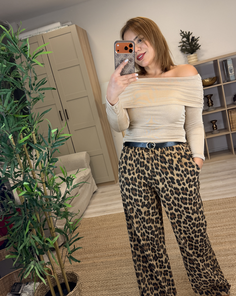 FİTİLLİ KADİFE LEOPAR İTALYAN PANTOLON