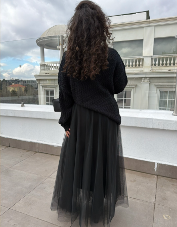 İTALYAN TÜL ETEK SİYAH