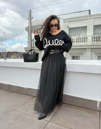 İTALYAN TÜL ETEK SİYAH