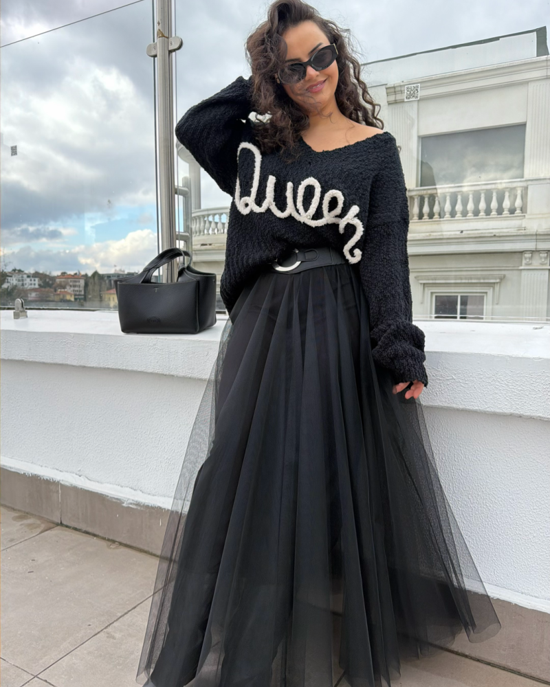 İTALYAN TÜL ETEK SİYAH