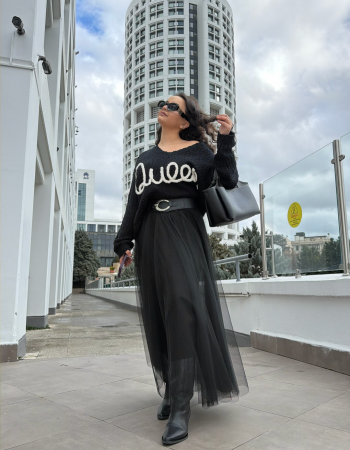 İTALYAN TÜL ETEK SİYAH