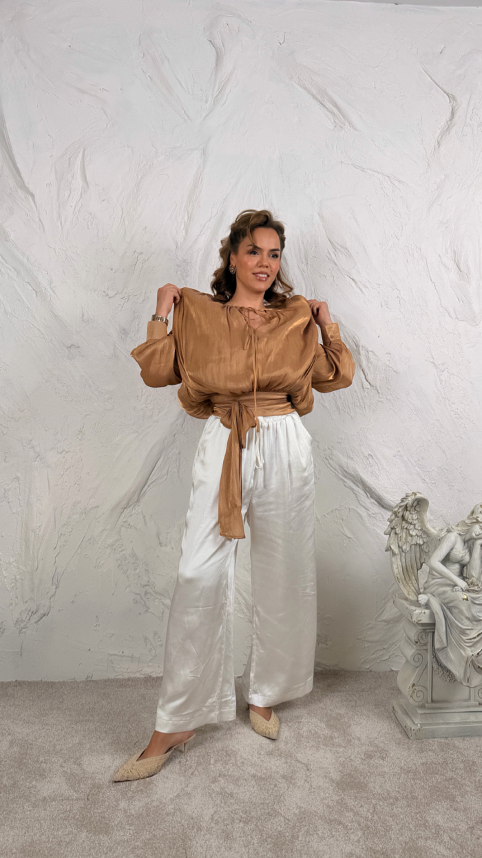 İTALYAN VİSCOSE CAMEL BLUZ