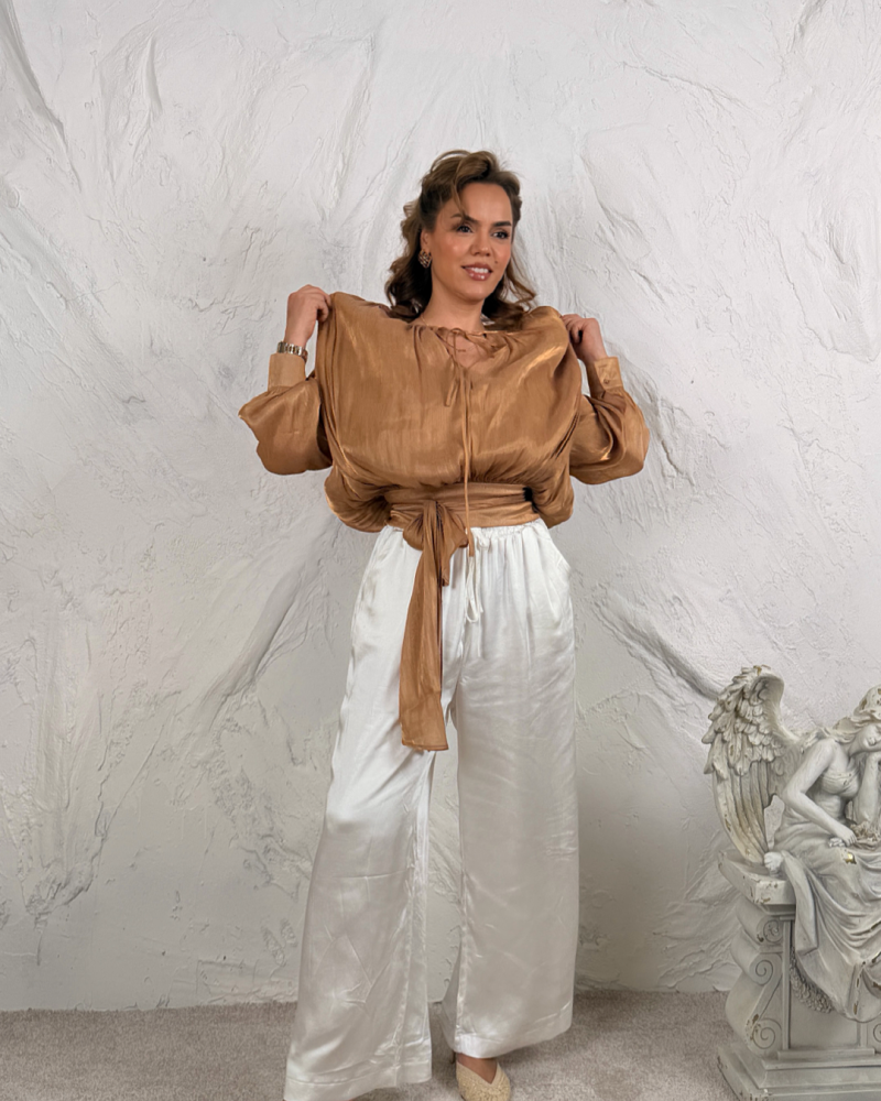 İTALYAN VİSCOSE CAMEL BLUZ