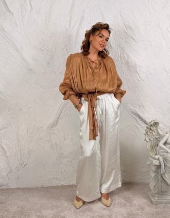 SATEN PANTOLON İTALYAN BEYAZ