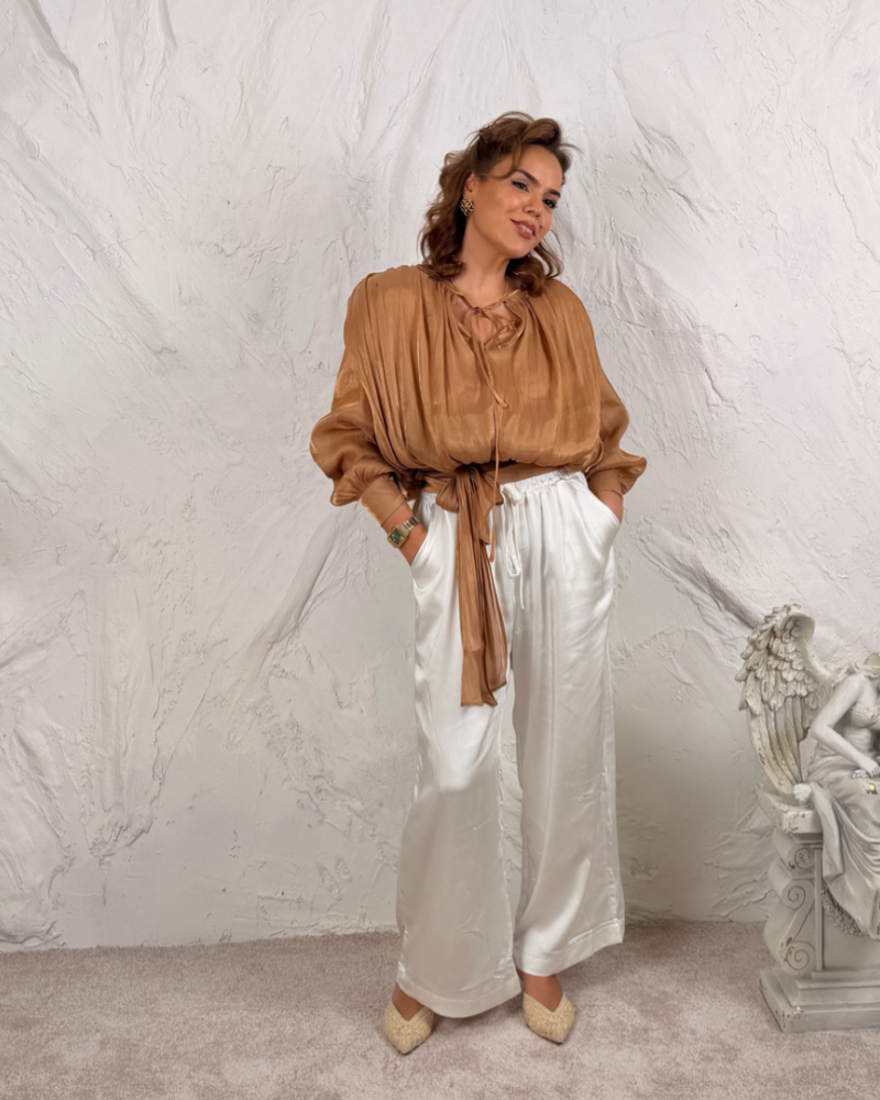 SATEN PANTOLON İTALYAN BEYAZ