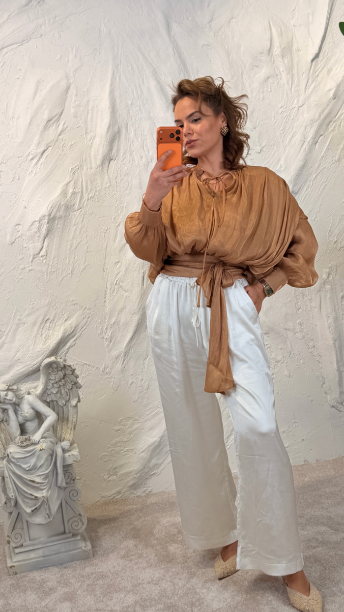 SATEN PANTOLON İTALYAN BEYAZ