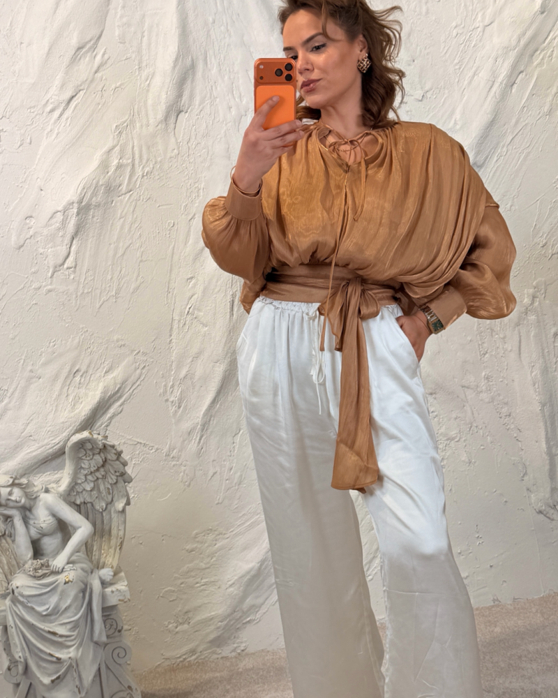 İTALYAN VİSCOSE CAMEL BLUZ