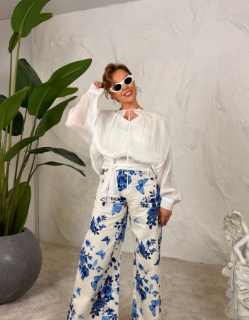 ÇİÇEKLİ GENİŞ PAÇA İNCE JEAN