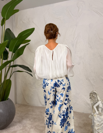 ÇİÇEKLİ GENİŞ PAÇA İNCE JEAN