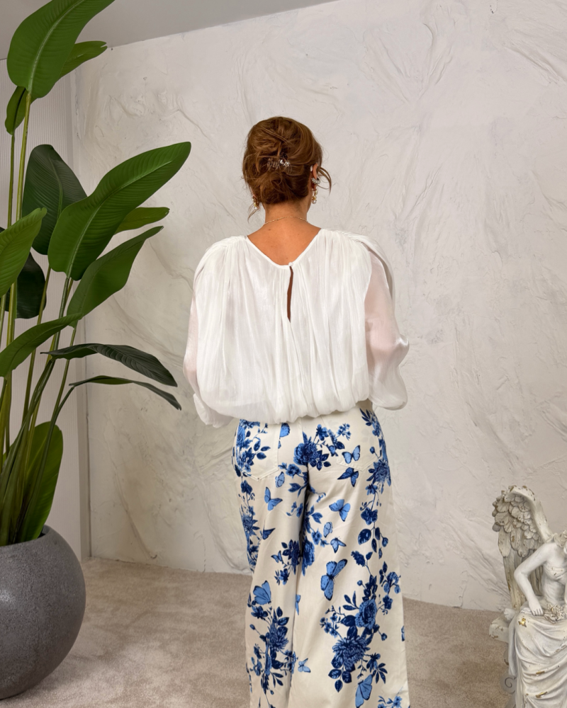 ÇİÇEKLİ GENİŞ PAÇA İNCE JEAN