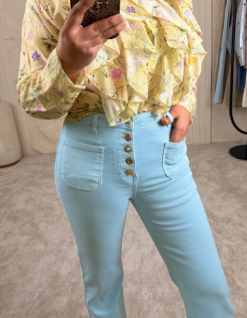 İTALYAN VOLANLI SPRİNG GÖMLEK SARI