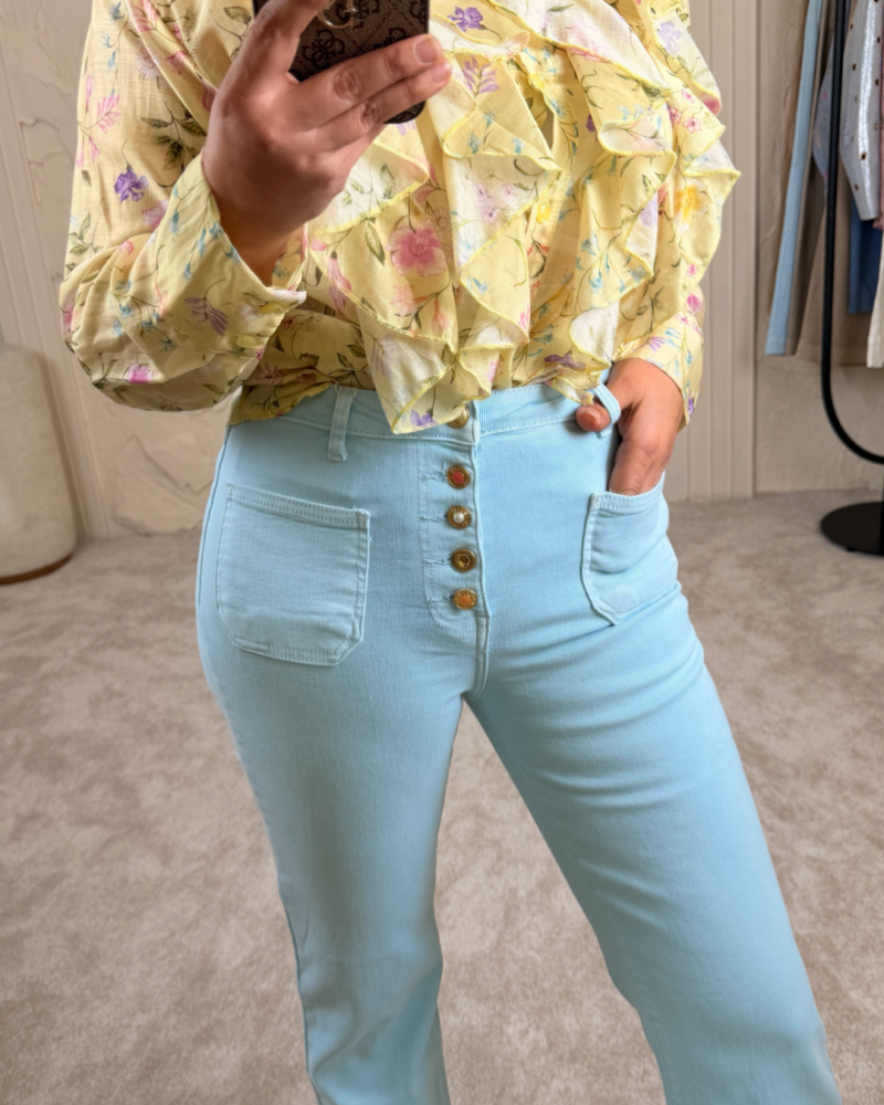 İTALYAN VOLANLI SPRİNG GÖMLEK SARI