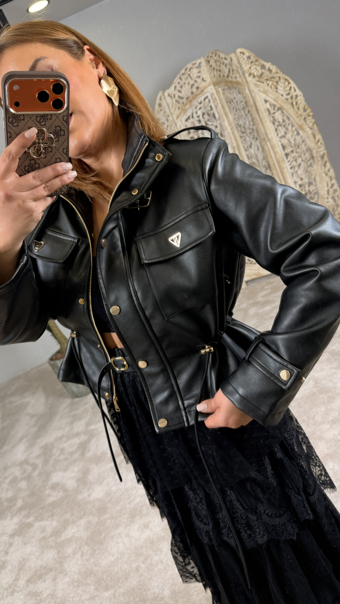 İTALYAN DERİ CEKET SİYAH