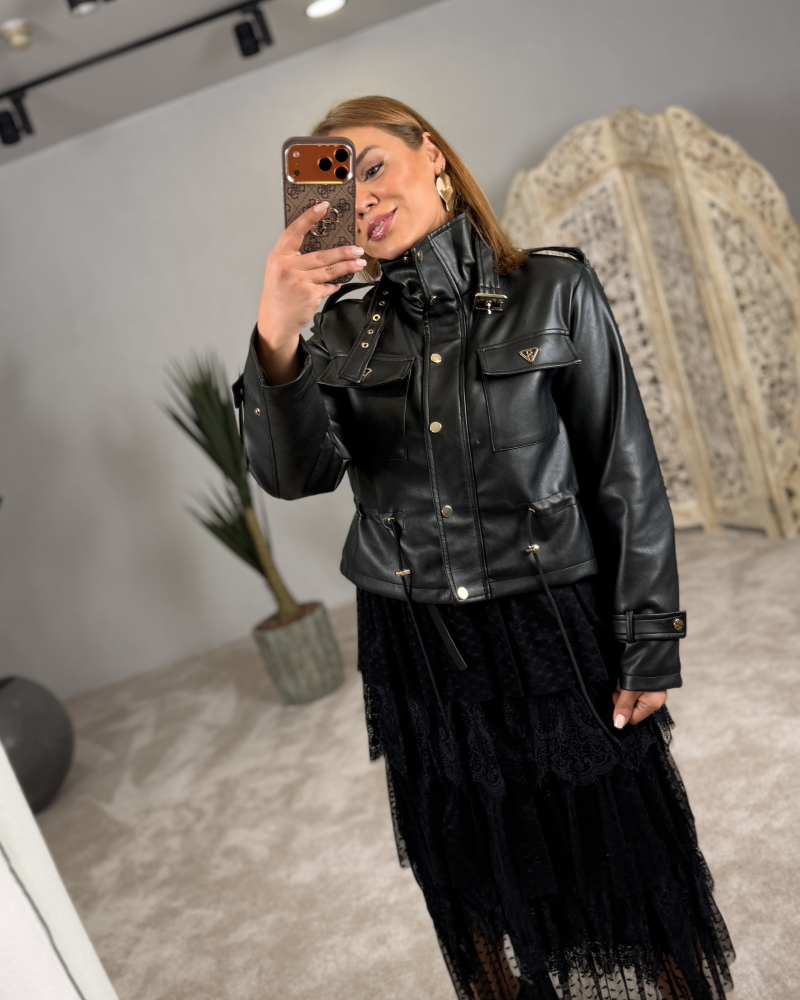 İTALYAN DERİ CEKET SİYAH