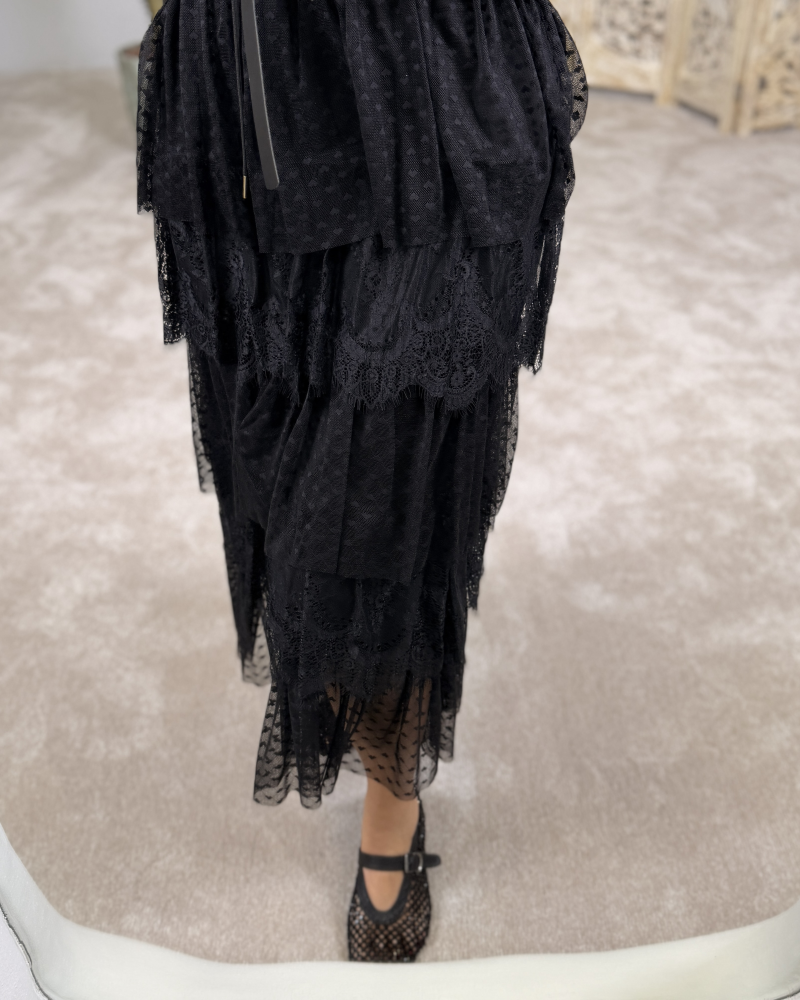 PARİS DANTEL ETEK SİYAH