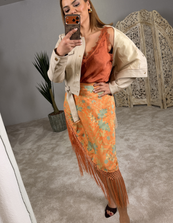 KRUVAZE PÜSKÜLLÜ ETEK ORANGE