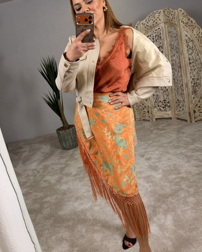 KRUVAZE PÜSKÜLLÜ ETEK ORANGE