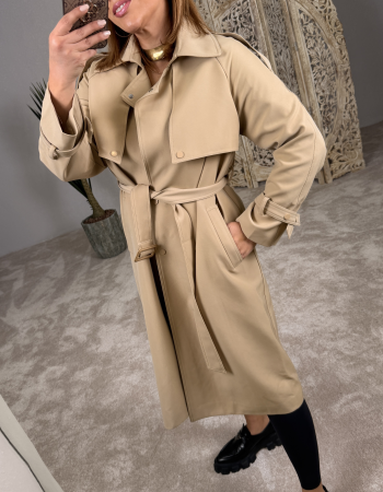 İTALYAN KOTON TRENÇKOT CAMEL
