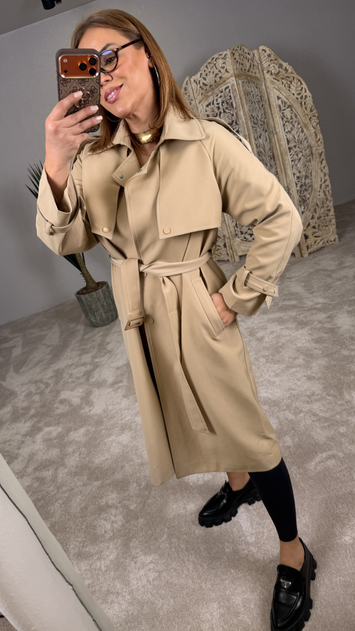 İTALYAN KOTON TRENÇKOT CAMEL