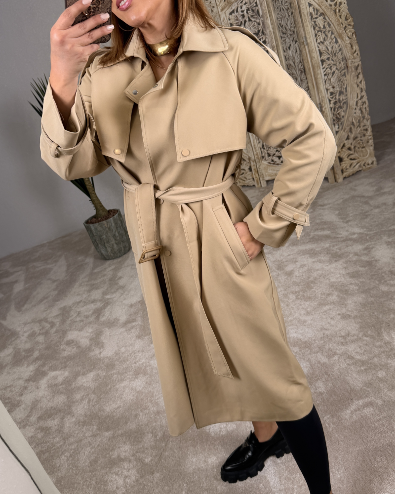 İTALYAN KOTON TRENÇKOT CAMEL