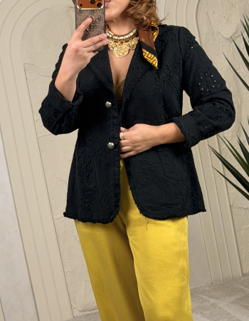 İTALYAN JEAN BRODE CEKET SİYAH