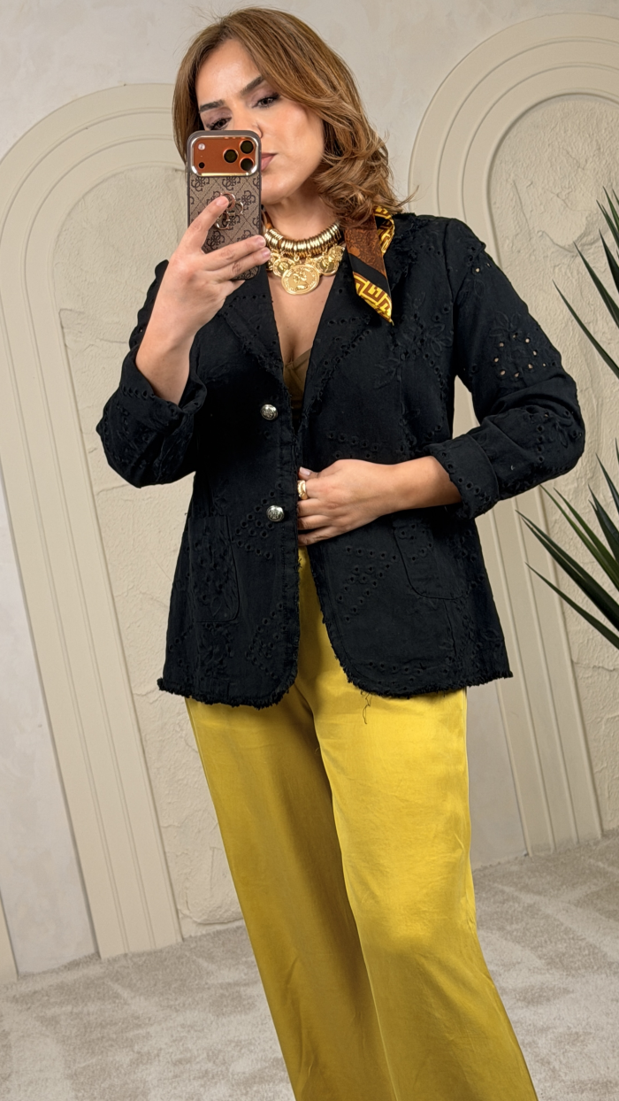 İTALYAN JEAN BRODE CEKET SİYAH