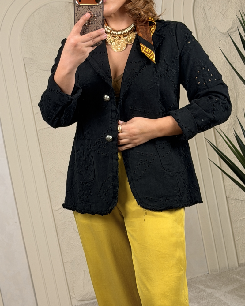 İTALYAN JEAN BRODE CEKET SİYAH