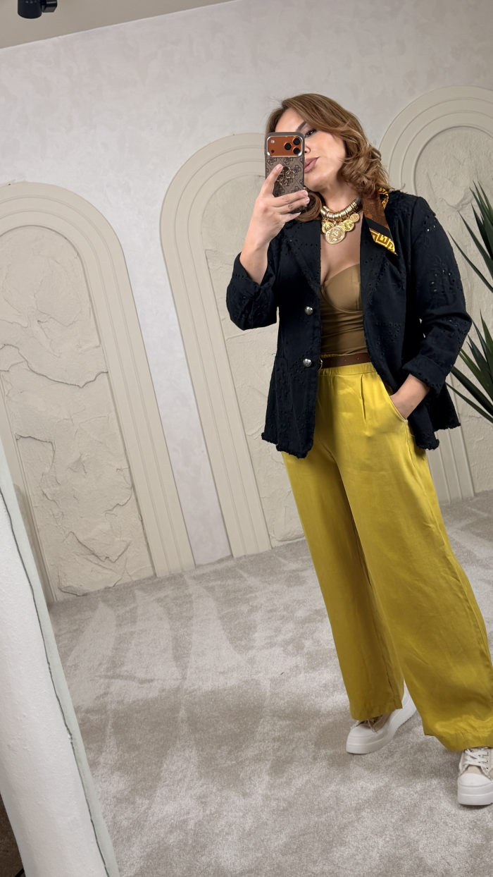 İTALYAN JEAN BRODE CEKET SİYAH