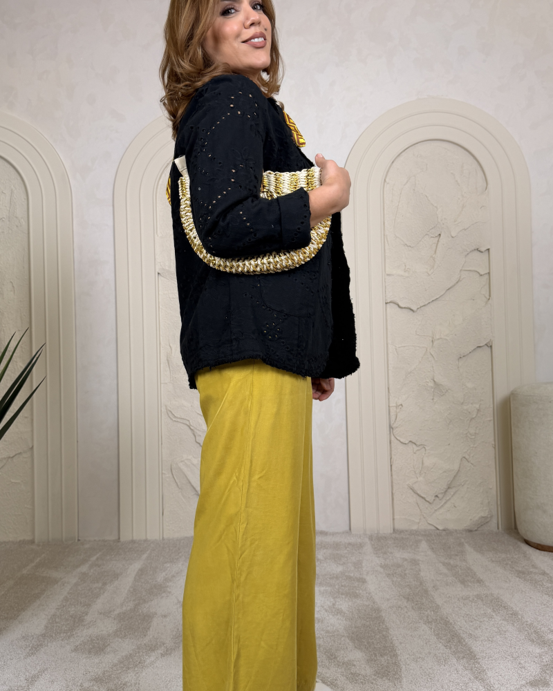 İTALYAN JEAN BRODE CEKET SİYAH