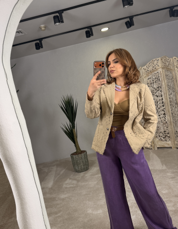 İTALYAN JEAN BRODE CEKET BEJ