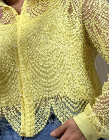 İTALYAN İNCİLİ GÖMLEK SARI