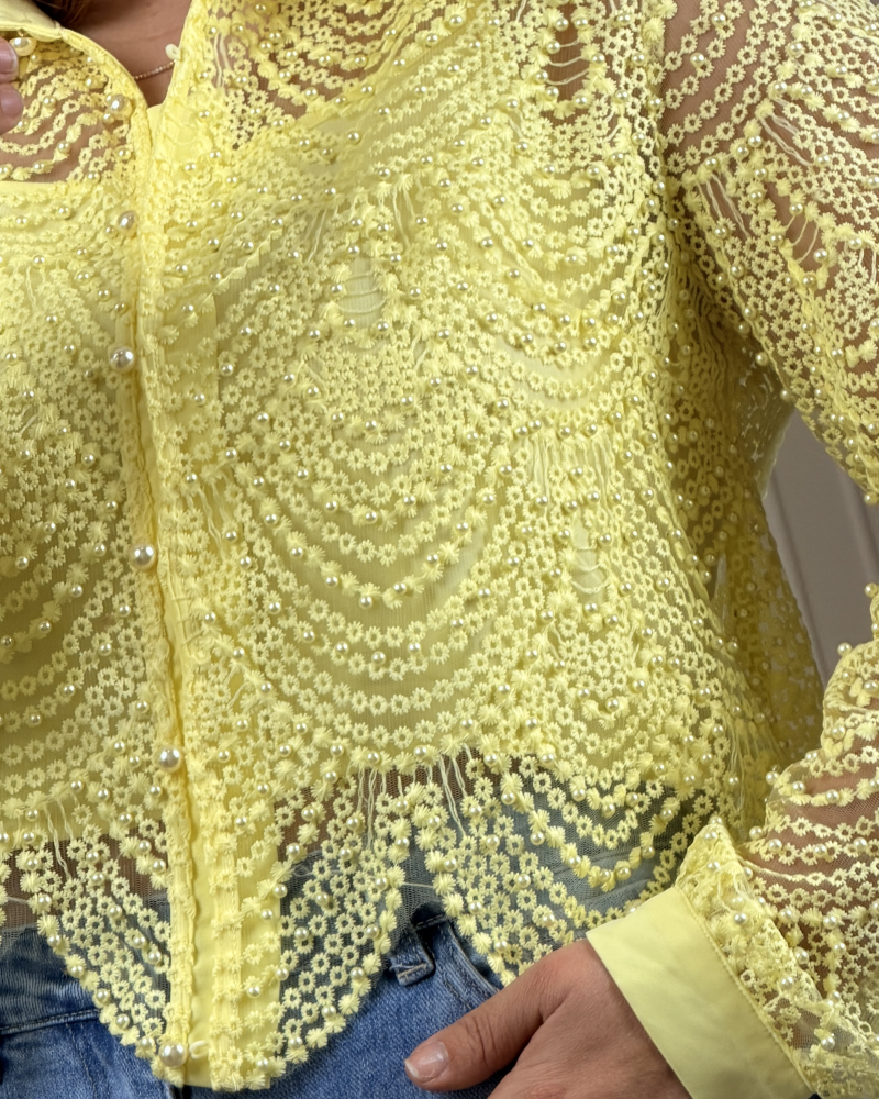 İTALYAN İNCİLİ GÖMLEK SARI