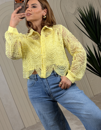 İTALYAN İNCİLİ GÖMLEK SARI