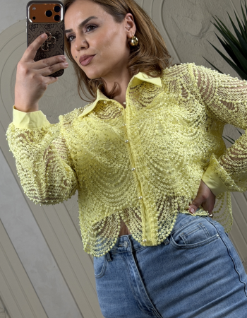 İTALYAN İNCİLİ GÖMLEK SARI