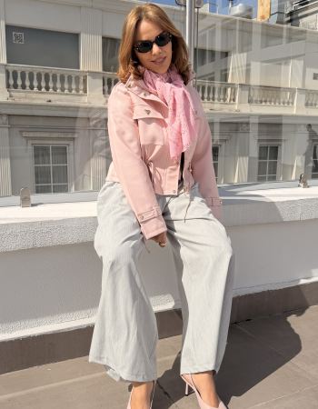 İTALYAN DERİ CEKET PUDRA PEMBE