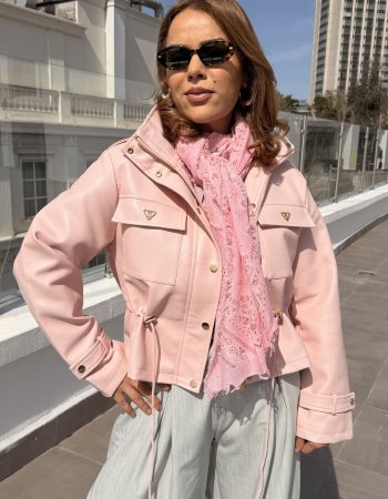 İTALYAN DERİ CEKET PUDRA PEMBE