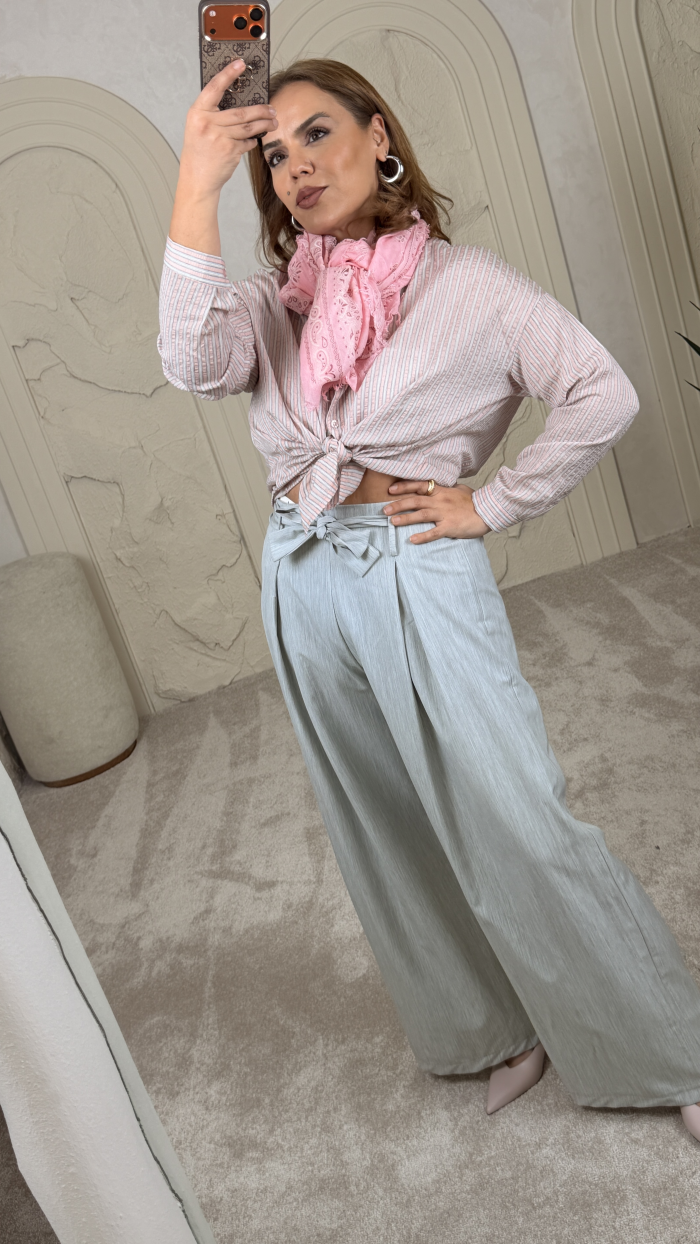 İYALYAN ÇİZGİLİ GÖMLEK PEMBE